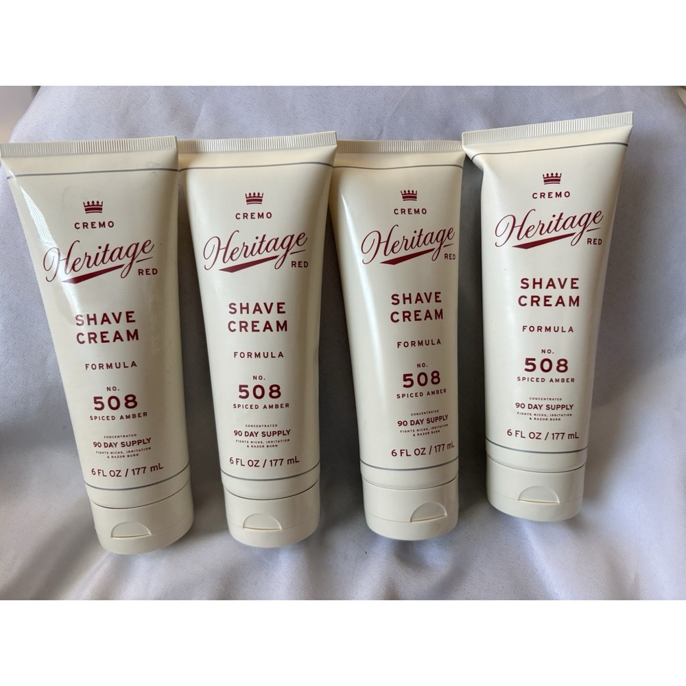 NEW Cremo Heritage Red No. 508 Spiced Amber 6 Fl Oz Sealed 4 Pack Shave Cream